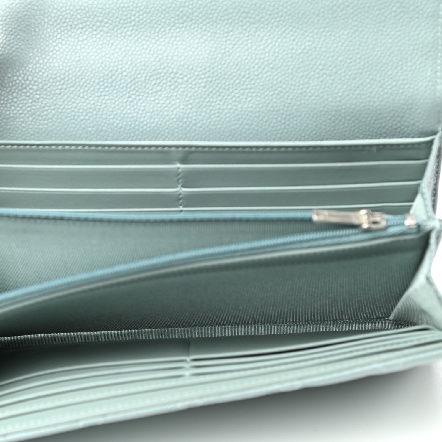 Chanel Caviar Quilted Large Gusset Flap Wallet Light Blue 5 of 9