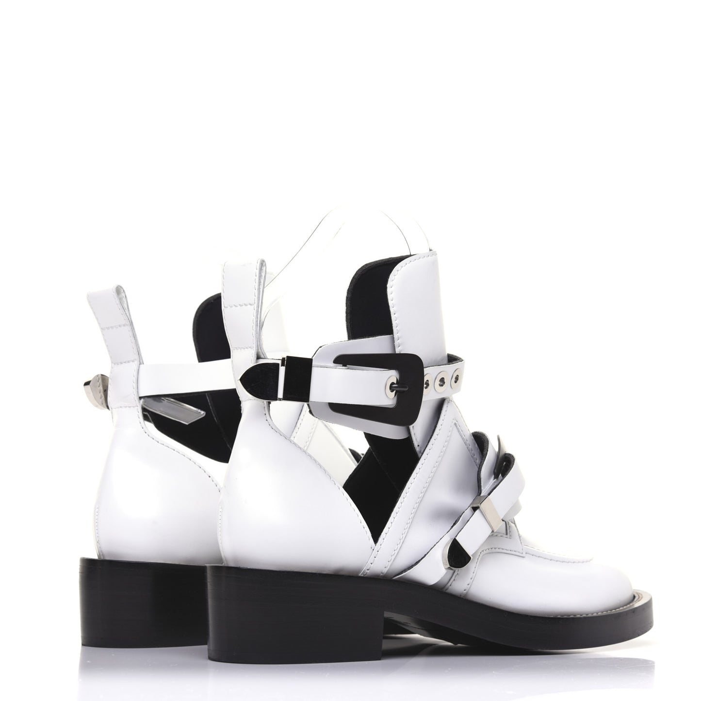 Brushed Calfskin Ceinture Ankle Boots 42 White