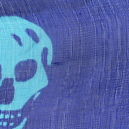 Alexander McQueen Silk Chiffon Skull Scarf Blue Turquoise 5 of 6