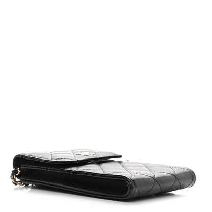 Chanel Lambskin Quilted Mini Camellia Bow Phone Holder Black 4 of 11