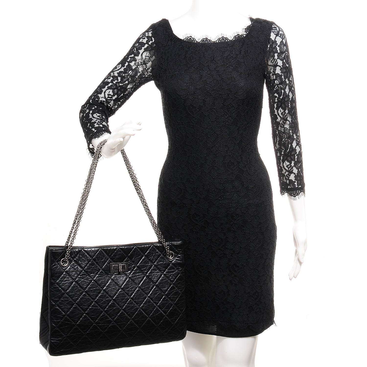 Chanel Aged Calfskin Reissue 2.55 Tote Black 2 of 7