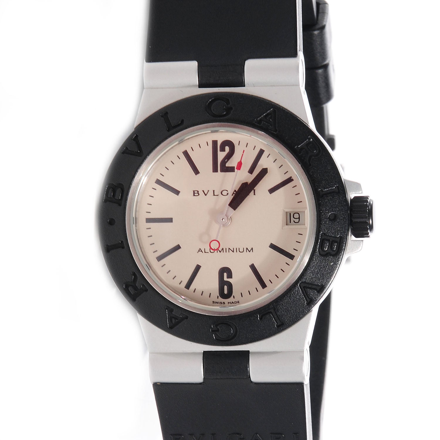 Bulgari Aluminum Rubber 32mm Diagono Quartz Watch 1 of 5
