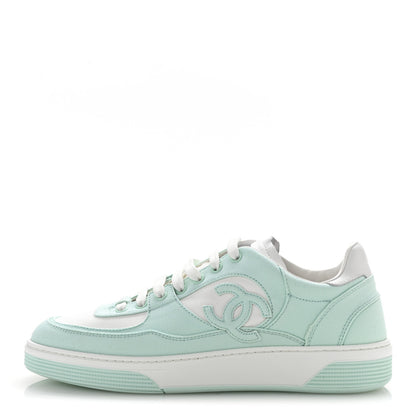 Chanel Cotton Sneakers 41 Light Turquoise White 1 of 10