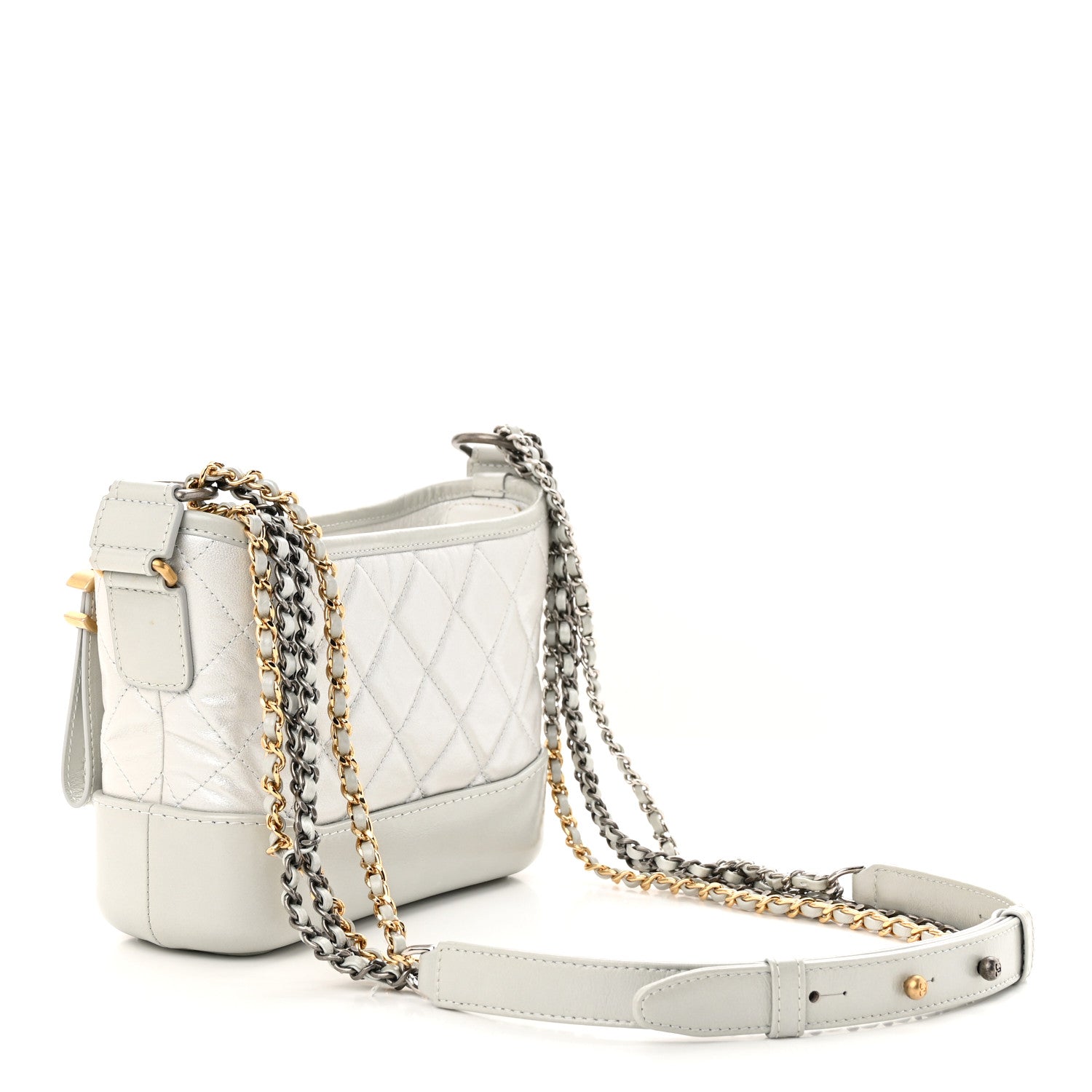 Chanel Metallic Aged Calfskin Quilted Small Gabrielle Hobo Silver 3 of 10
