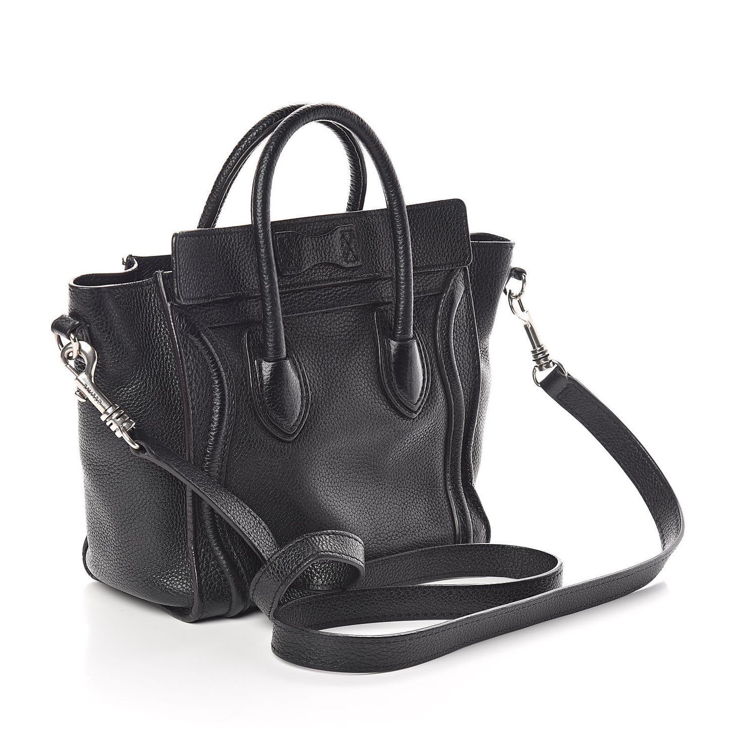 Drummed Calfskin Nano Luggage Black