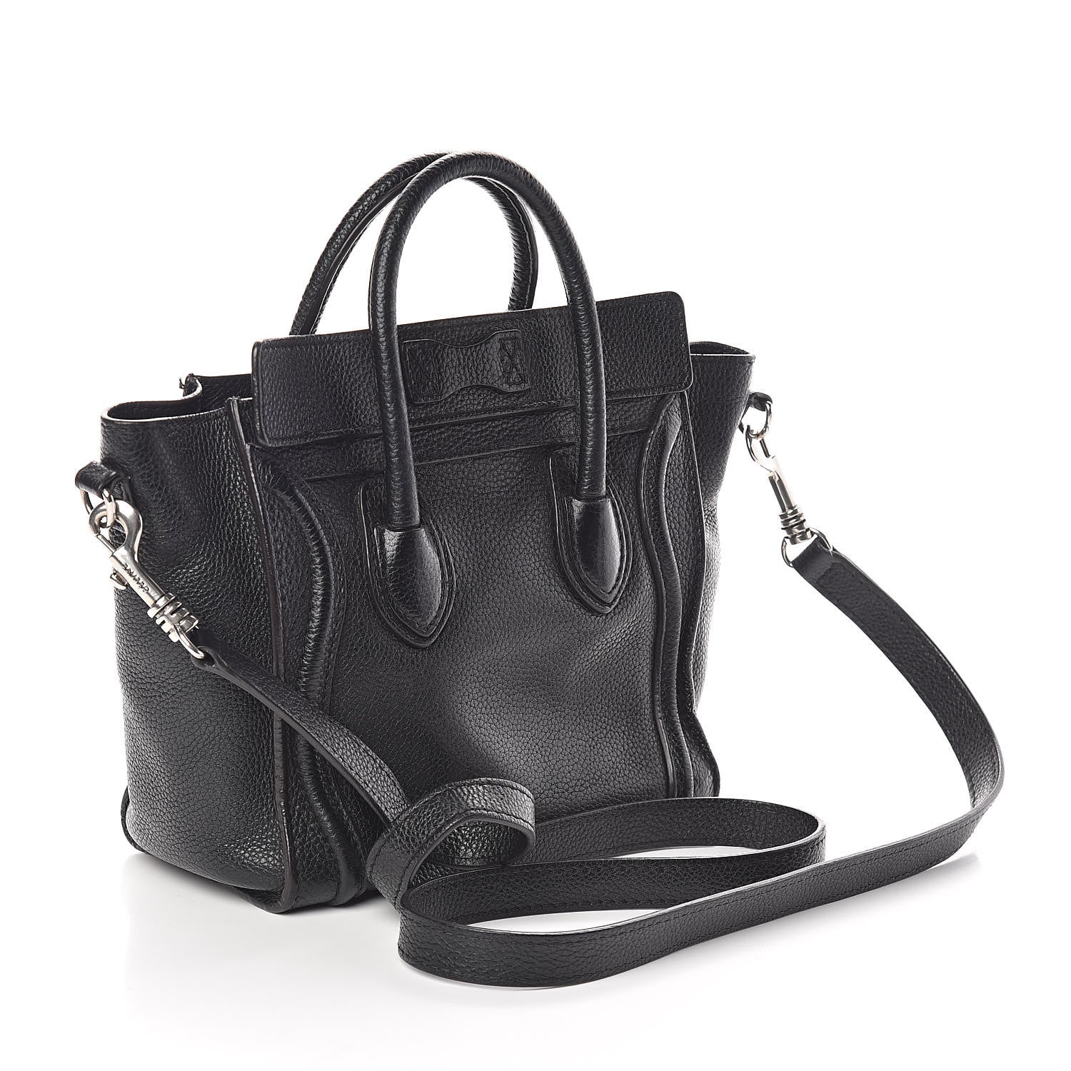 Celine Drummed Calfskin Nano Luggage Black 3 of 9