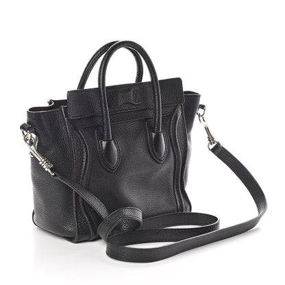 Celine Drummed Calfskin Nano Luggage Black 3 of 9