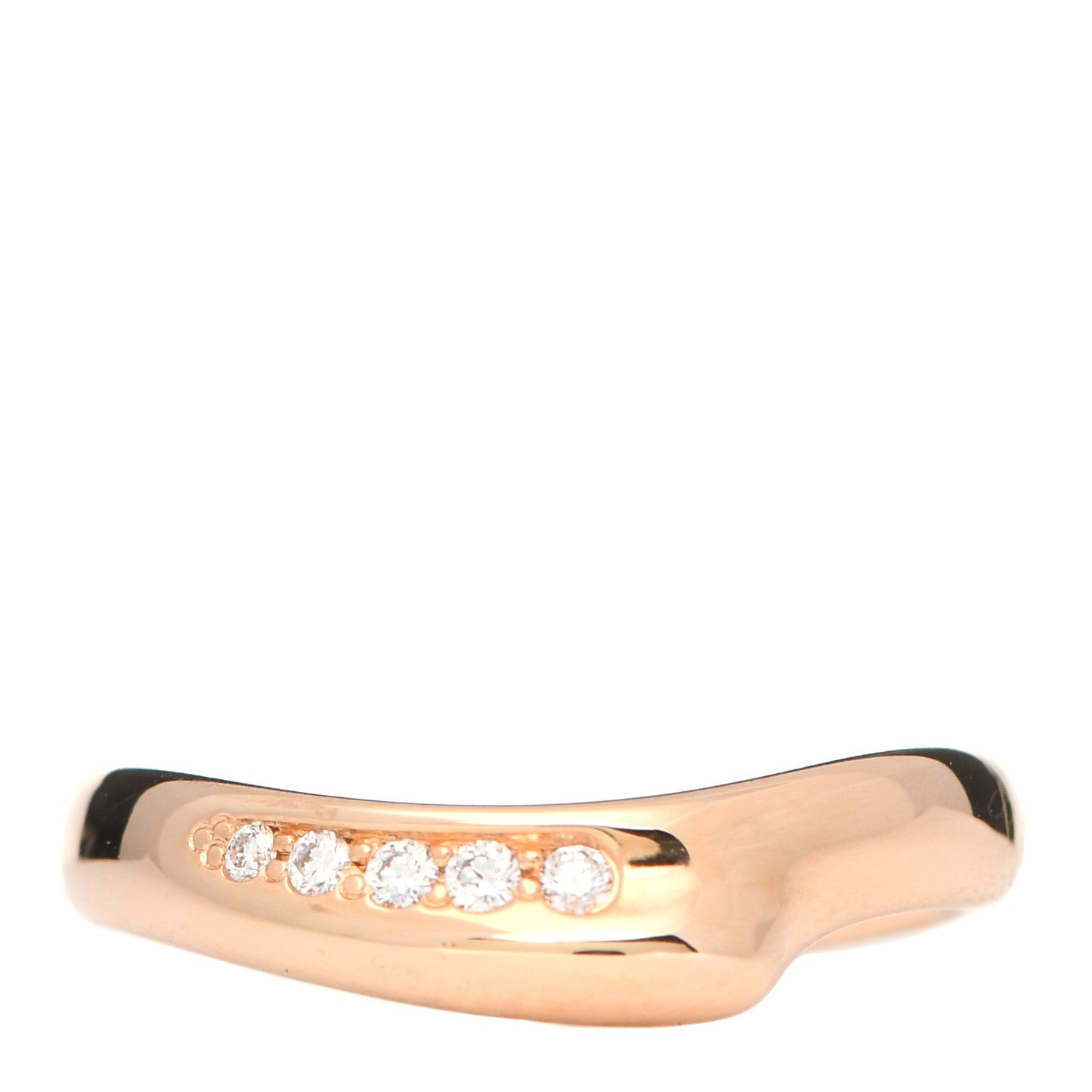 18K Rose Gold Diamond Elsa Peretti Open Heart Band Ring 45 3.5