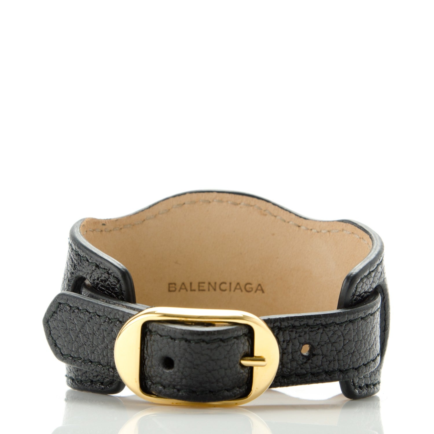 Balenciaga Chevre Gold Metallic Edge Hardware Bracelet S Black 3 of 5