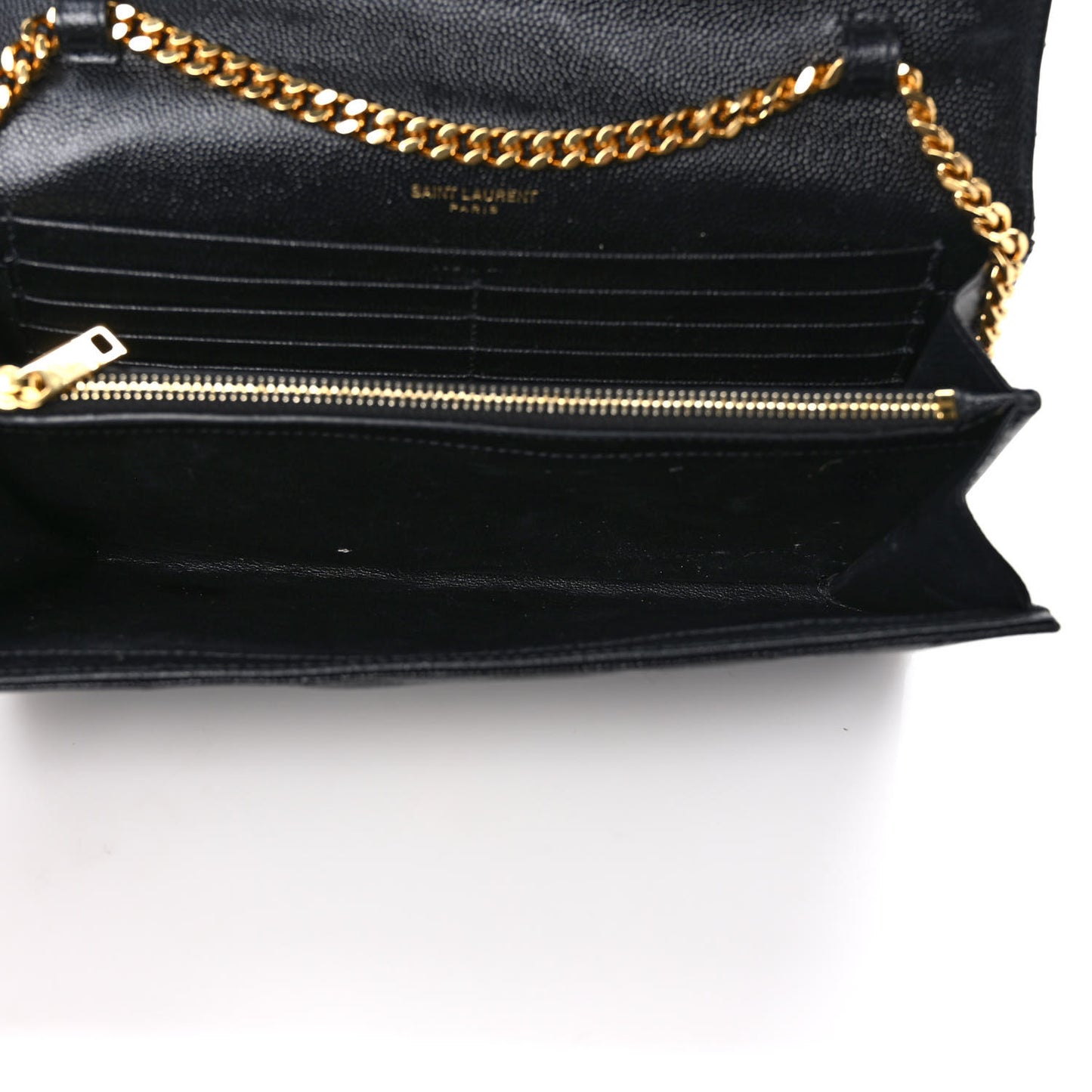 Grain De Poudre Matelasse Chevron Monogram Chain Wallet Black