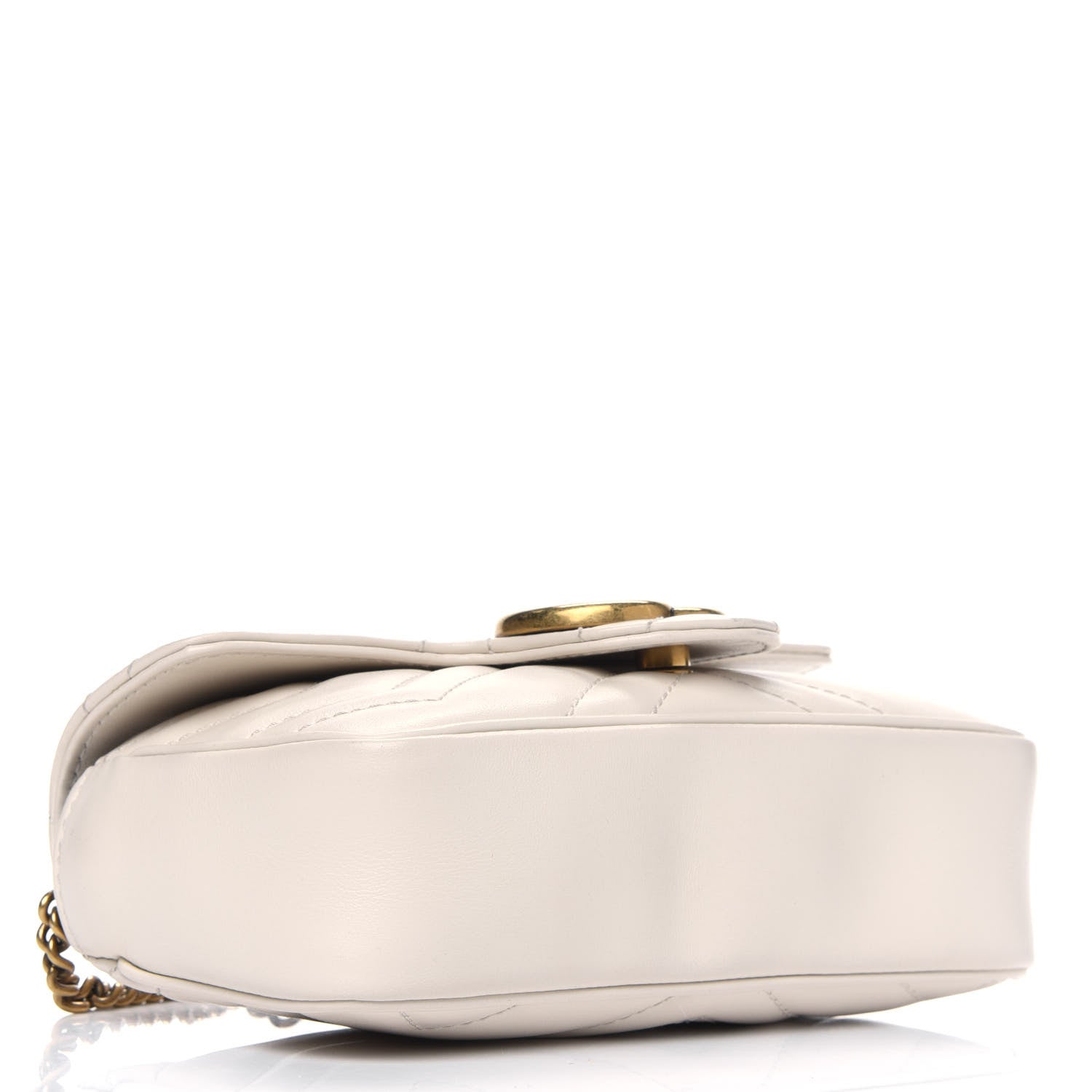 Gucci Calfskin Matelasse Super Mini GG Marmont Shoulder Bag White 3 of 6