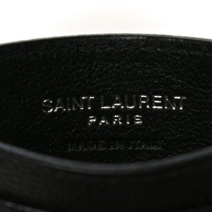 Saint Laurent Grain De Poudre Matelasse Chevron Monogram Credit Card Case Black 6 of 11