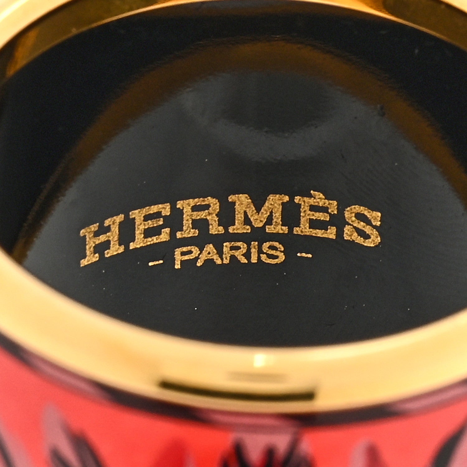 Hermes Enamel Gold Plated Brazil Scarf Ring 4 of 4