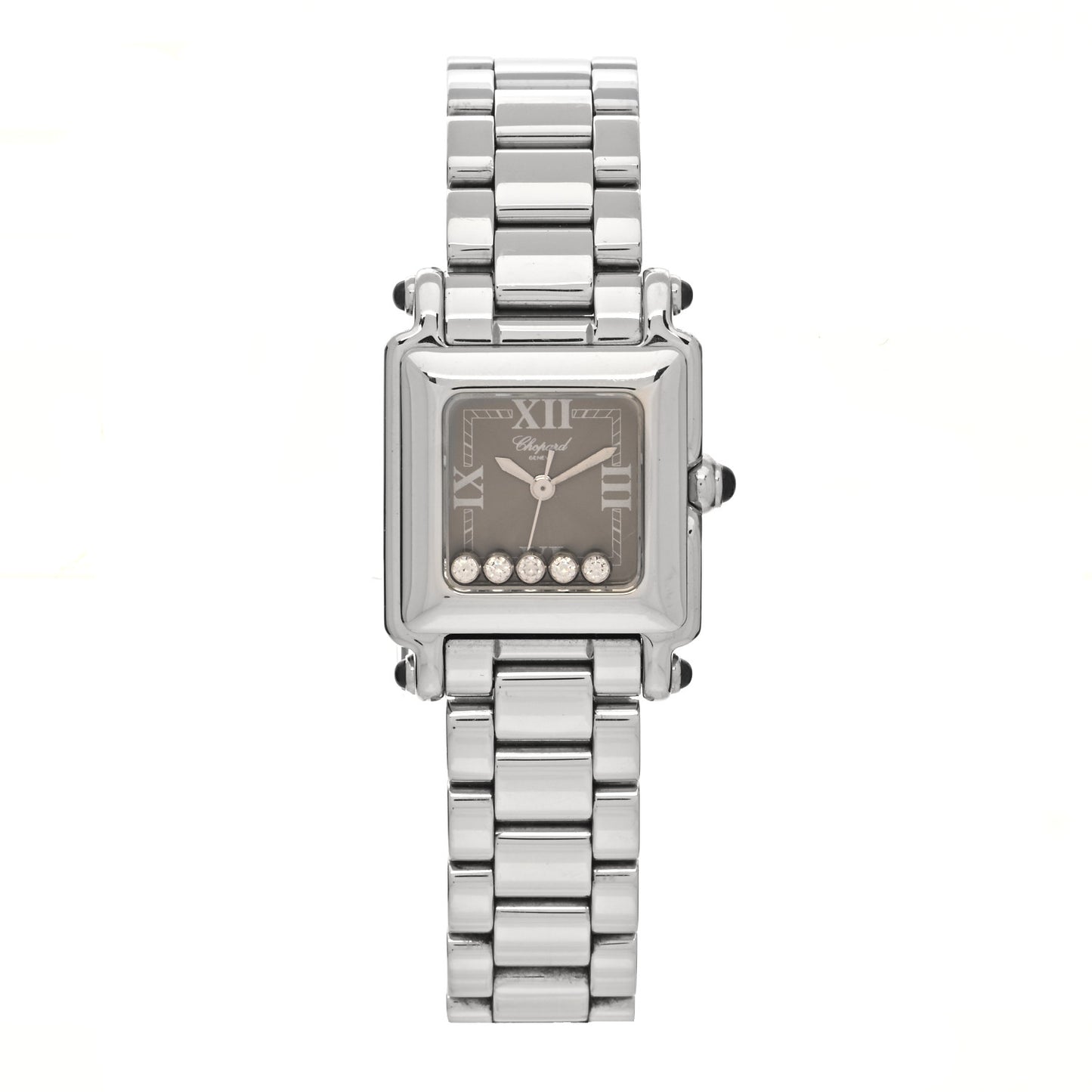 Stainless Steel 5 Diamond 23mm Happy Sport Quartz Watch Brown