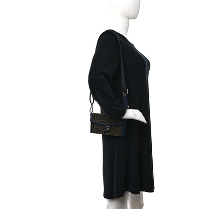 Fendi Recycled Fabric Jacquard Vitello King FF 1974 Baguette Soft Trunk Phone Pouch Tobacco Moro Notte 2 of 12