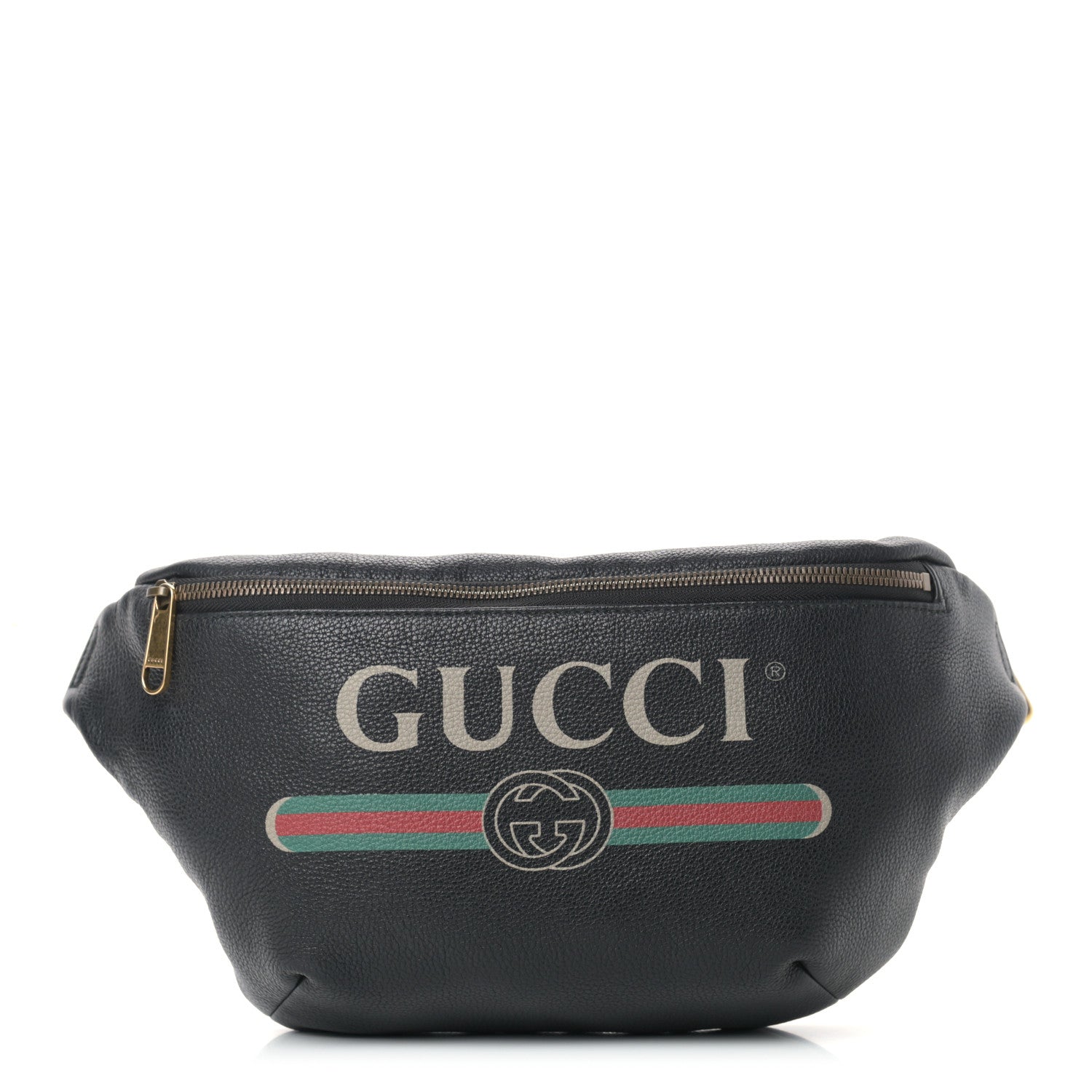 Gucci Grained Calfskin Logo Belt Bag Black 1 of 8