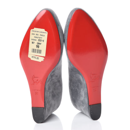 Christian Louboutin Veau Velours Melissa Wedges 39 Grey 7 of 11