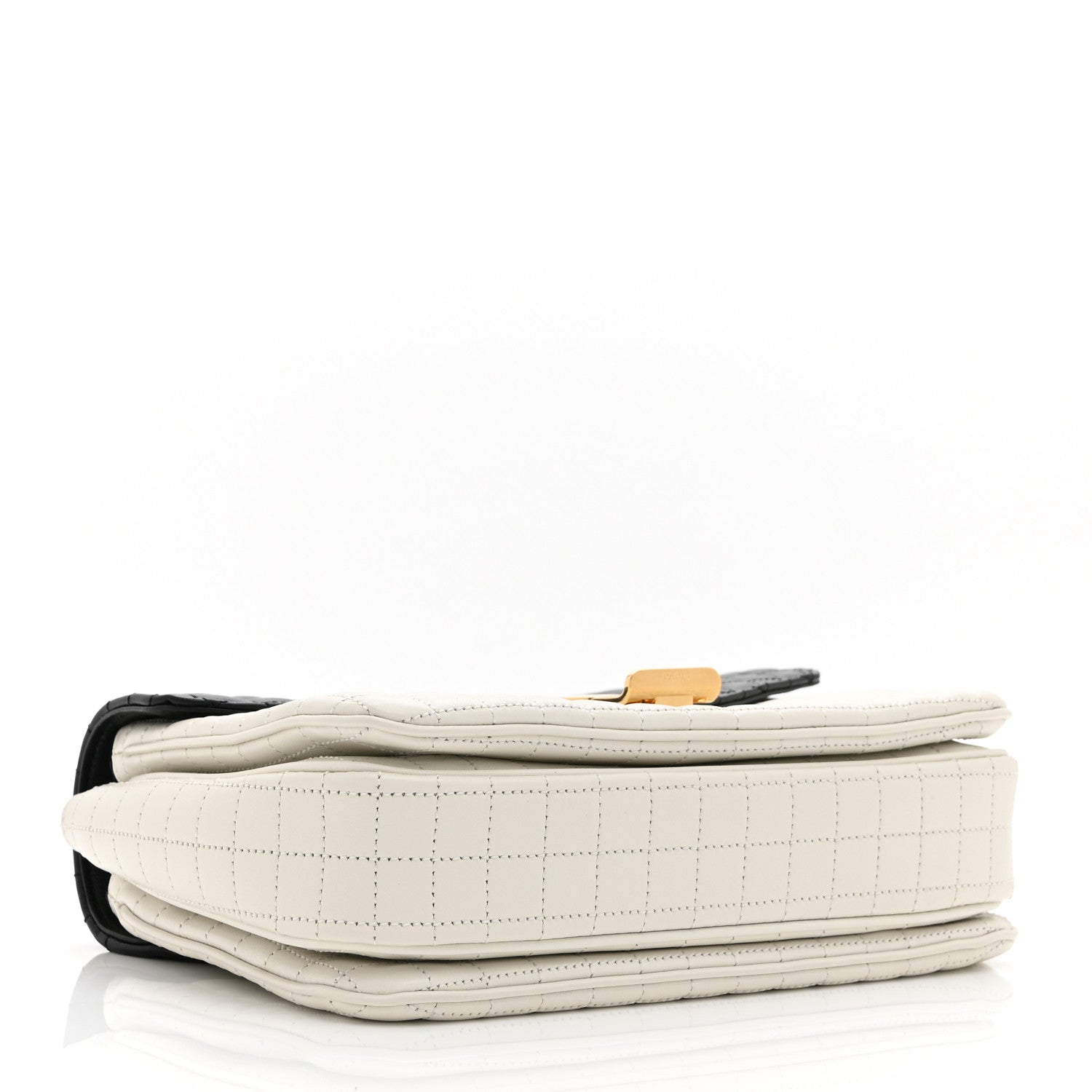 Celine Calfskin Quilted Medium C Bag Black White 4 of 11