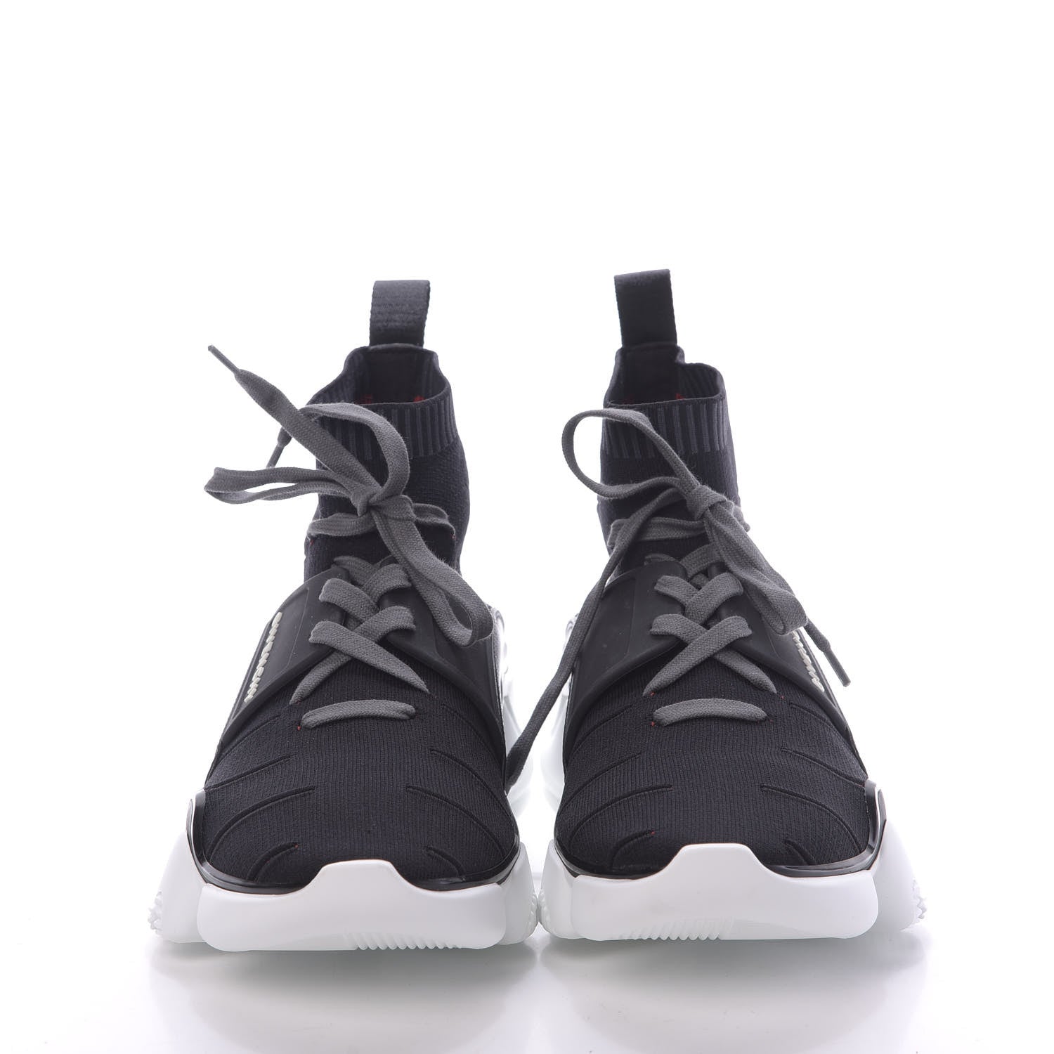 Givenchy Calfskin Neoprene Knitted Jaw Contrasted Cut Out Mid-Height Sneakers 45 Black Red 2 of 10