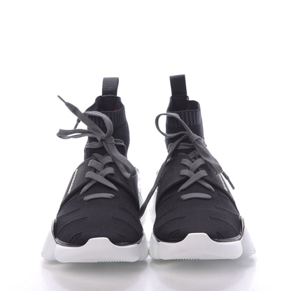 Givenchy Calfskin Neoprene Knitted Jaw Contrasted Cut Out Mid-Height Sneakers 45 Black Red 2 of 10