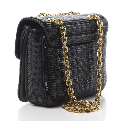 Celine Sequin Calfskin Quilted Small C Bag Black 2 of 10