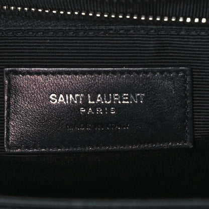 Saint Laurent Smooth Calfskin Matelasse Chevron Large Monogram Satchel Black 7 of 11