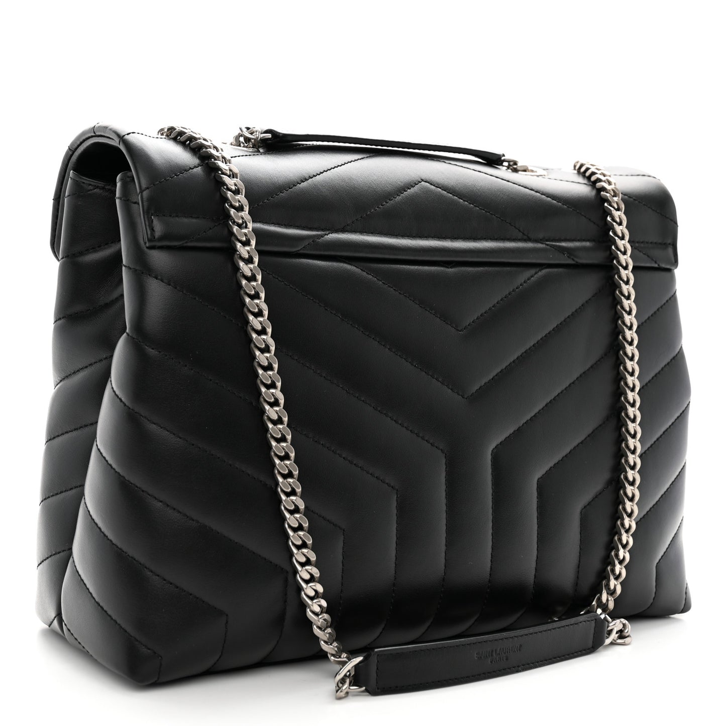 Calfskin Y Quilted Monogram Medium Loulou Chain Satchel Black