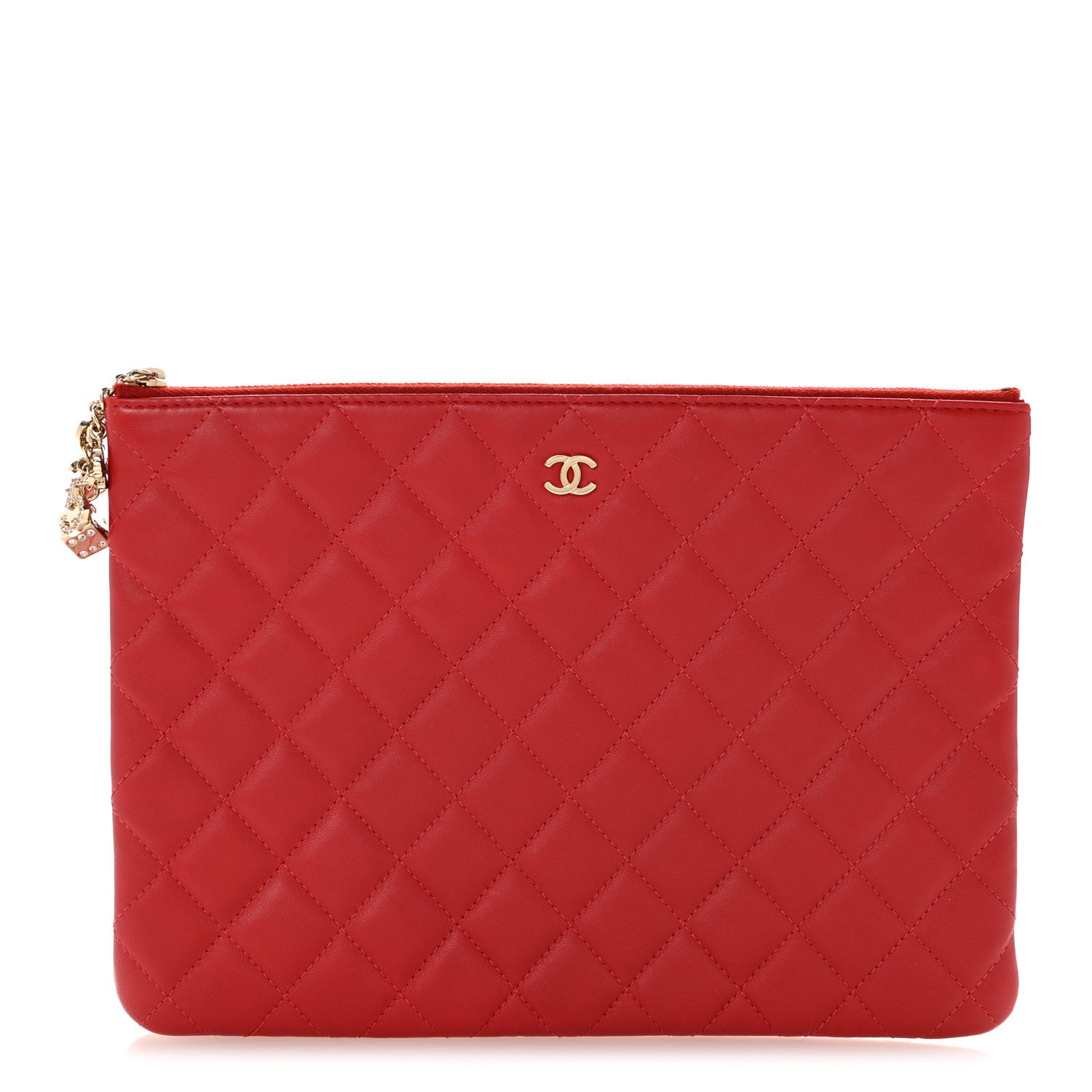 Chanel Lambskin Quilted Medium Casino Beauty CC Cosmetic Case Red 1 of 10