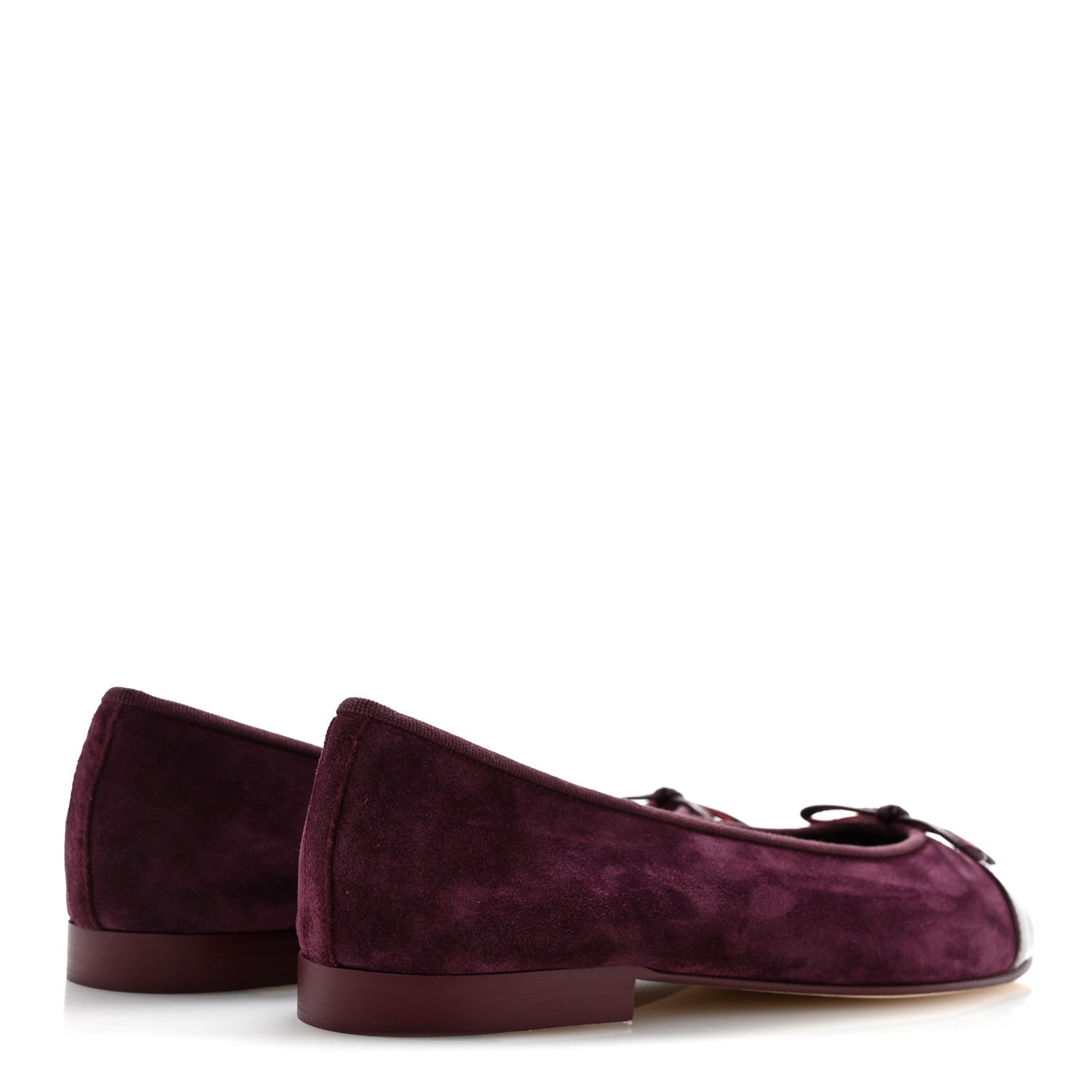Chanel Suede Patent Calfskin Cap Toe CC Ballerina Flats 39 Burgundy 5 of 10