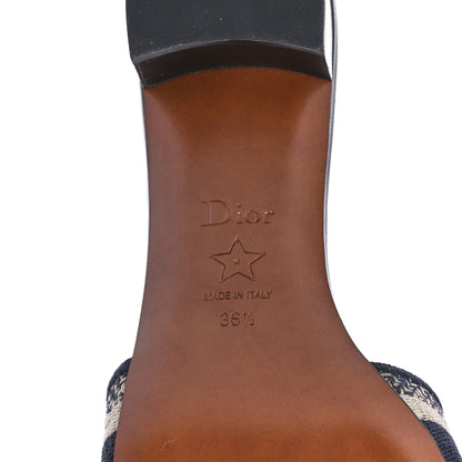 Christian Dior Cotton Embroidered Dway 40mm Slide Sandals 35.5 Deep Blue 6 of 8