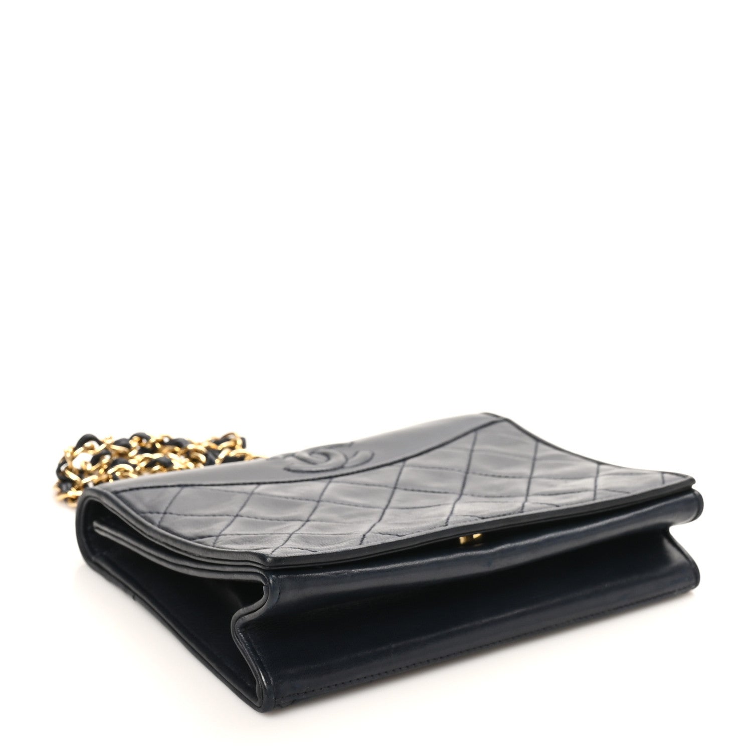Chanel Lambskin Quilted Timeless CC Small Single Flap Navy Blue 4 of 10