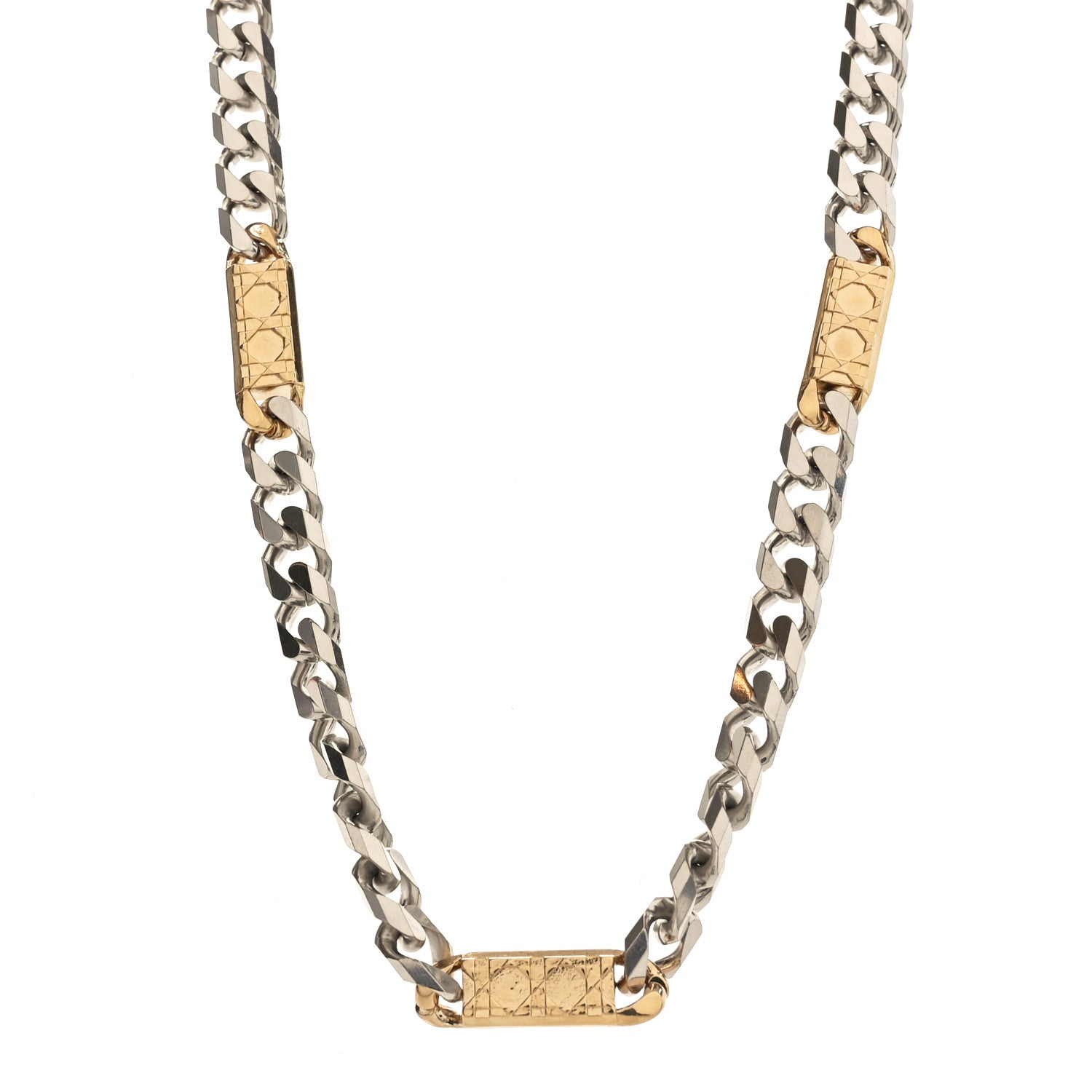 Christian Dior Metal Cannage Chain Link Necklace Gold Silver 1 of 5