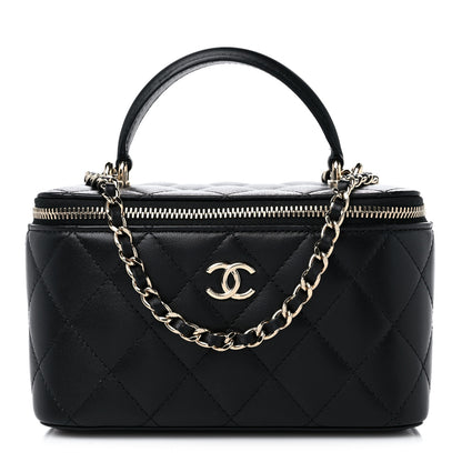 Chanel Lambskin Quilted Small Top Handle Vanity Case With Chain Black 1 of 10