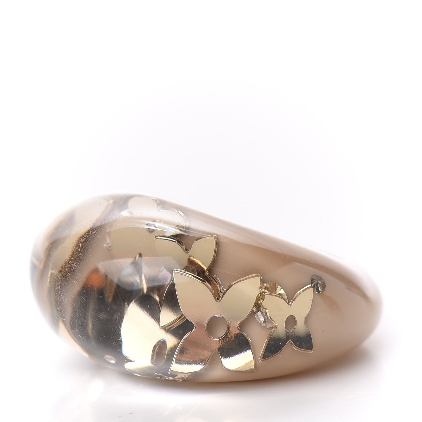 Resin Swarovski Crystal Inclusion Ring 5.5 Beige