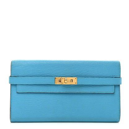 Hermes Chevre Mysore Kelly Longue Wallet Bleu Azteque 1 of 7