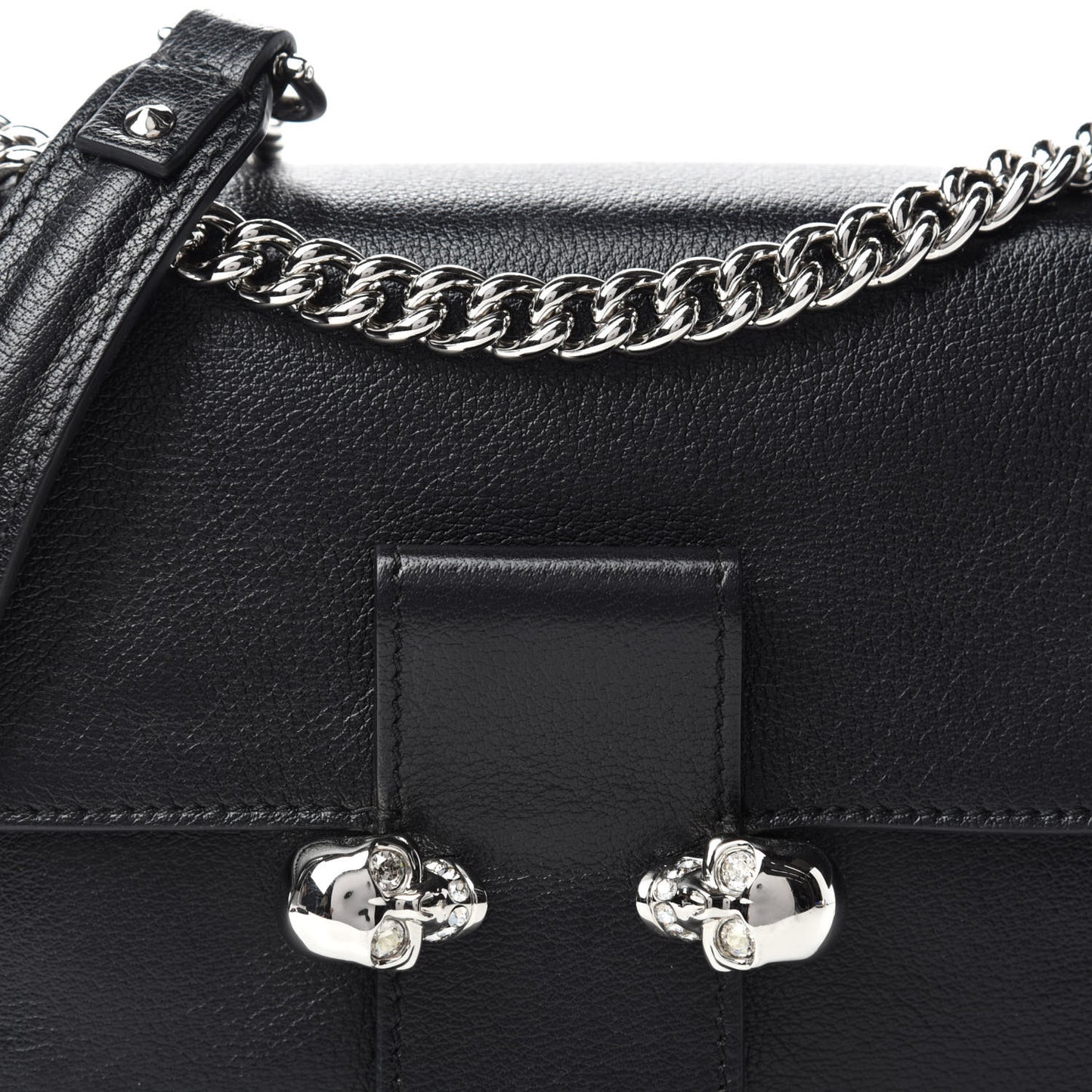 Goatskin Twin Skull Crossbody Black