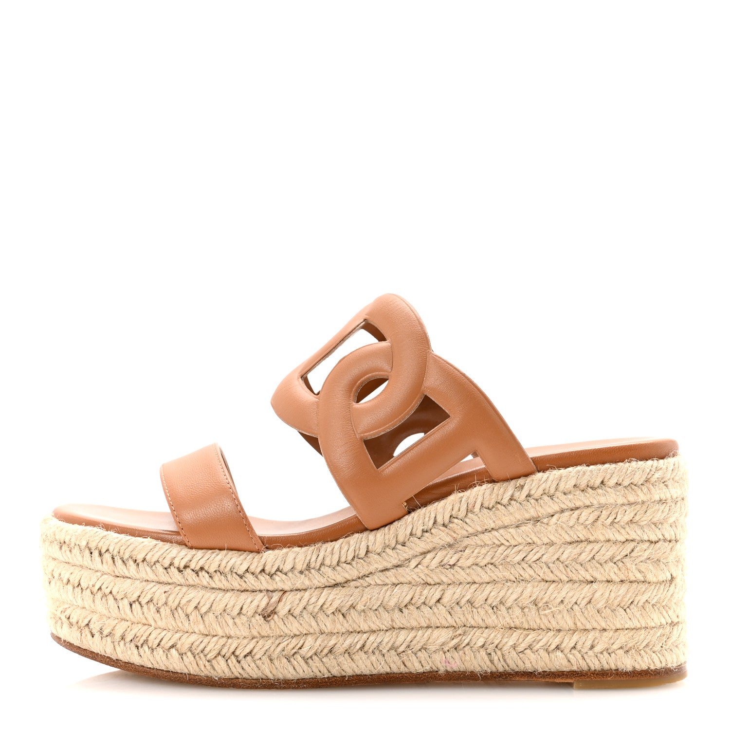 Hermes Nappa Ithea Espadrille Wedge Sandals 36 Naturel 1 of 10