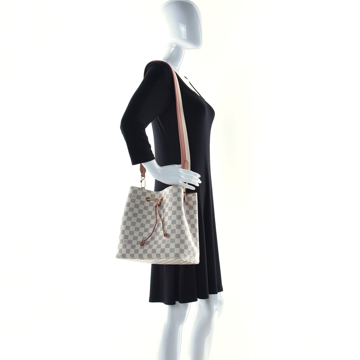 Damier Azur Braided Neonoe MM Peach Cream