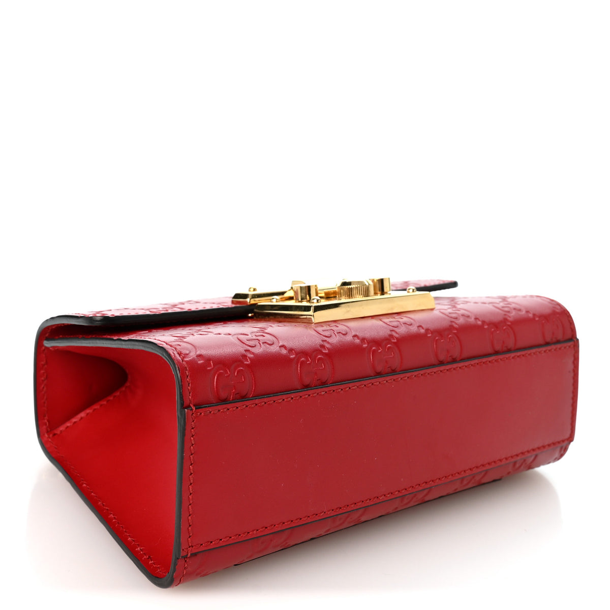 Guccissima Small Padlock Shoulder Bag Hibiscus Red