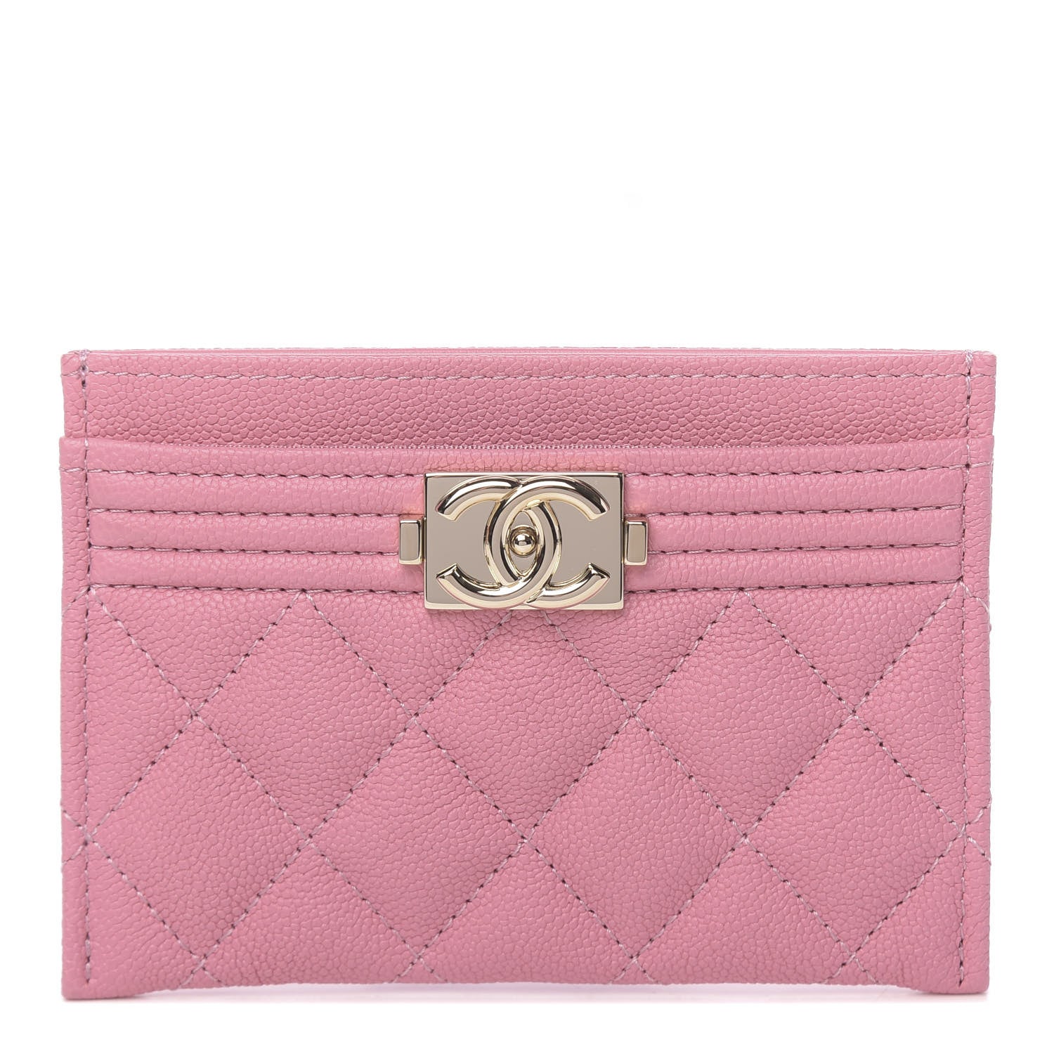 Chanel Caviar Quilted Boy Card Holder Pink 1 of 10
