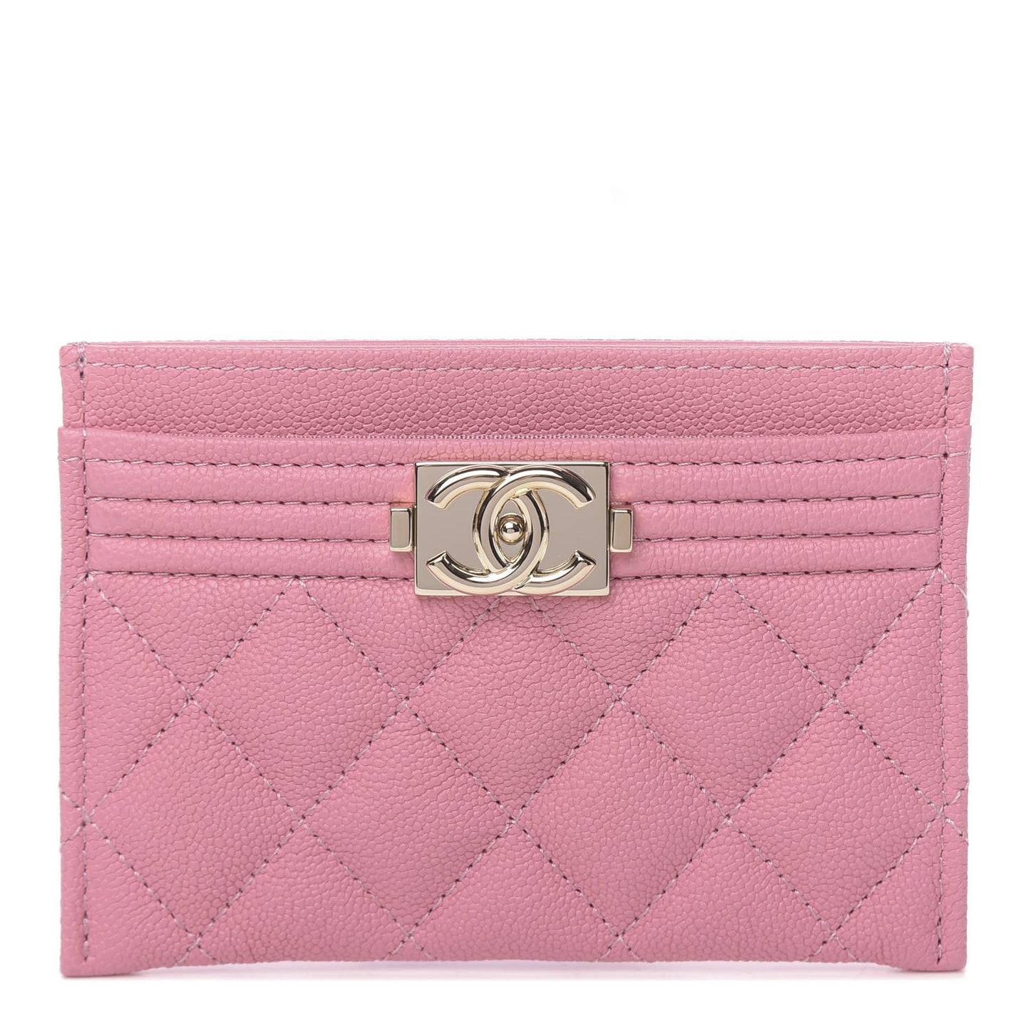 Caviar Quilted Boy Card Holder Pink