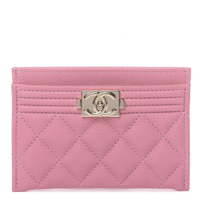 Chanel Caviar Quilted Boy Card Holder Pink 1 of 10