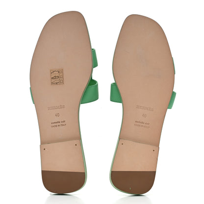 Hermes Epsom Oran Sandals 40 Vert Pomme 5 of 11