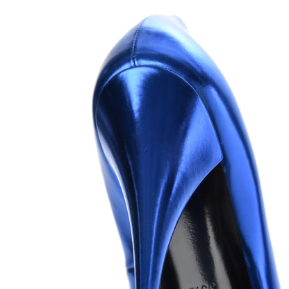 Saint Laurent Metallic Calfskin Kiki 100 Pumps 39.5 Blue 9 of 12
