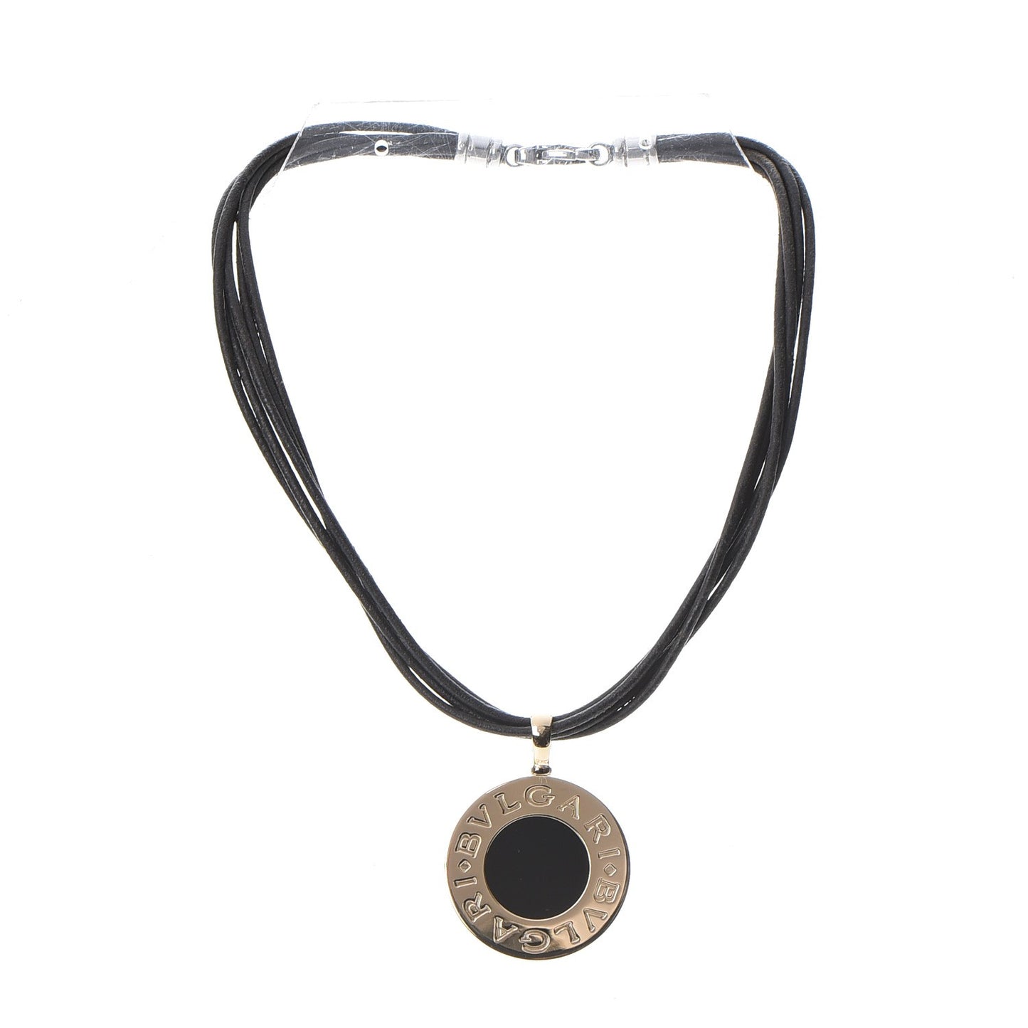 Stainless Steel 18K Yellow Gold Onyx BVLGARI BVLGARI Cord Pendant Necklace