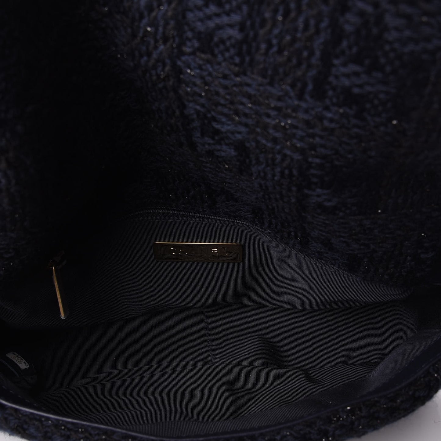 Tweed Quilted Medium 19 Flap Navy Blue Black