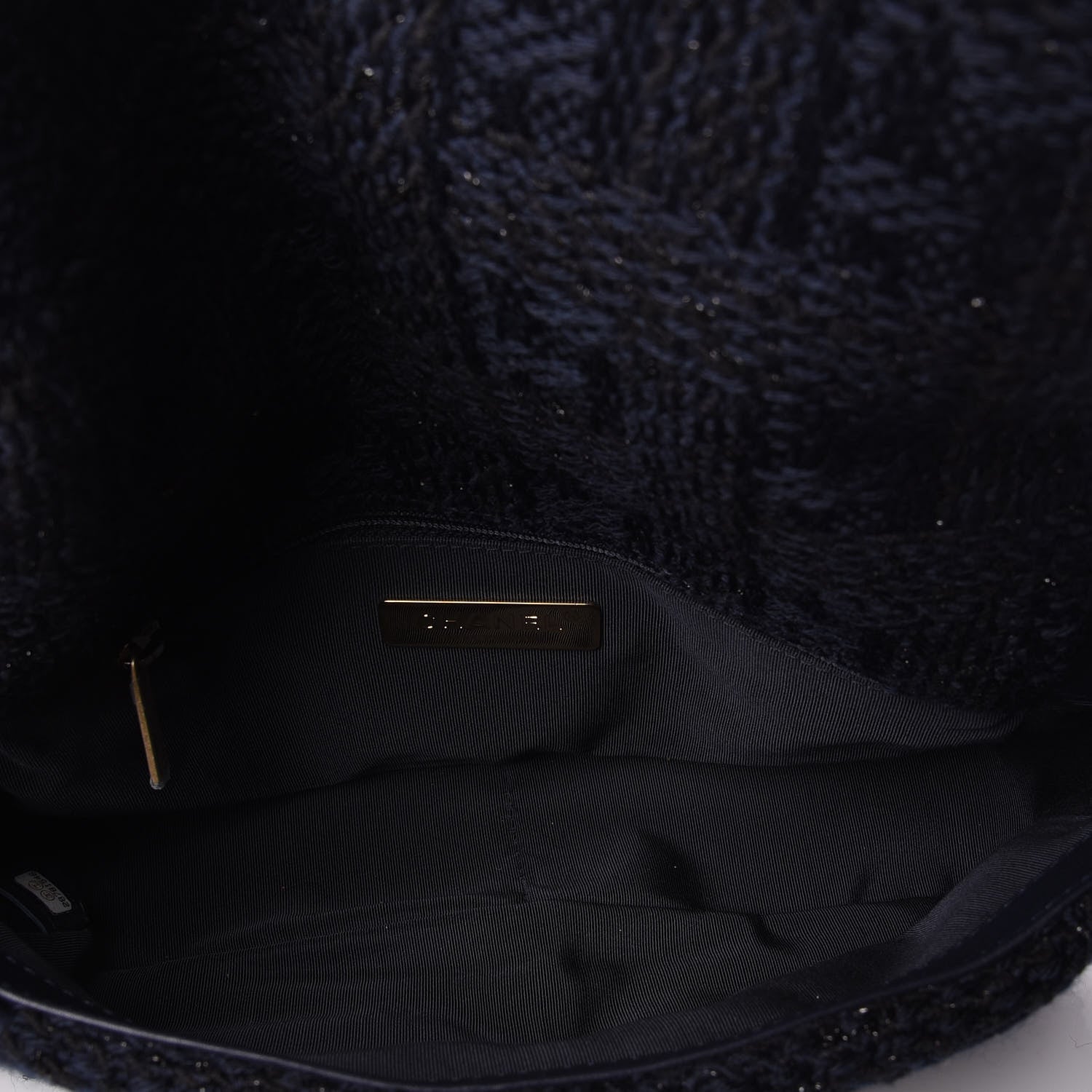Chanel Tweed Quilted Medium 19 Flap Navy Blue Black 4 of 9