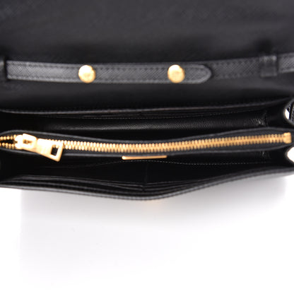 Prada Saffiano Bow Flap Wallet Black 5 of 9