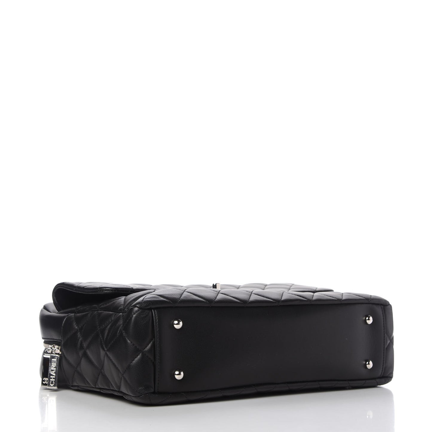 Lambskin Quilted Bowler Flap Shoulder Bag Black