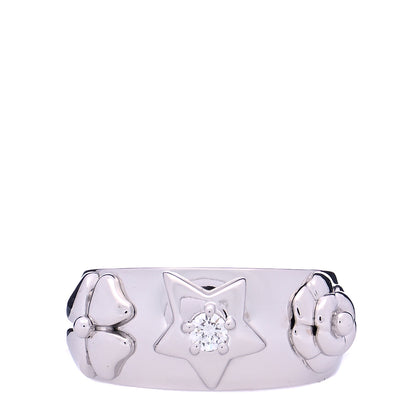Chanel 18K White Gold Diamond Camelia Band Ring 52 6 1 of 5